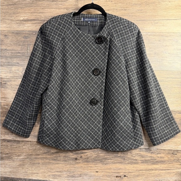 Anne Klein Women's Black and White Plaid Blazer - Picture 5 of 8
